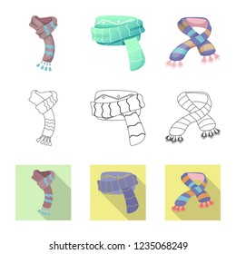 Isolated object of scarf and shawl icon. Collection of scarf and accessory stock symbol for web.