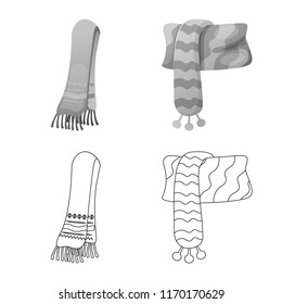 Isolated object of scarf and shawl logo. Set of scarf and accessory vector icon for stock.
