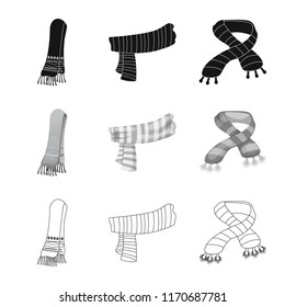 Isolated object of scarf and shawl logo. Set of scarf and accessory vector icon for stock.