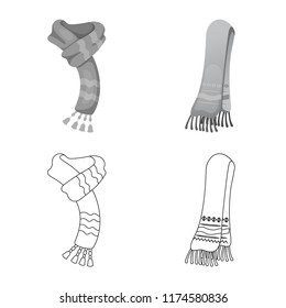 Isolated object of scarf and shawl logo. Collection of scarf and accessory stock symbol for web.