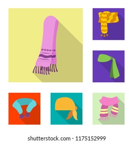 Isolated object of scarf and shawl logo. Set of scarf and accessory stock vector illustration.