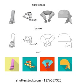 Isolated object of scarf and shawl logo. Collection of scarf and accessory vector icon for stock.