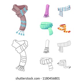 Isolated object of scarf and shawl logo. Collection of scarf and accessory stock vector illustration.