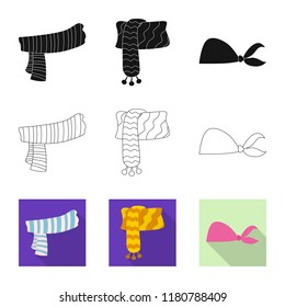 Isolated object of scarf and shawl logo. Collection of scarf and accessory stock vector illustration.