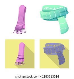 Isolated object of scarf and shawl logo. Collection of scarf and accessory stock symbol for web.