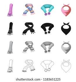 Isolated object of scarf and shawl logo. Collection of scarf and accessory stock vector illustration.