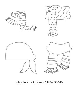 Isolated object of scarf and shawl logo. Collection of scarf and accessory stock symbol for web.