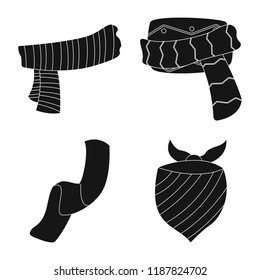 Isolated object of scarf and shawl logo. Set of scarf and accessory stock symbol for web.