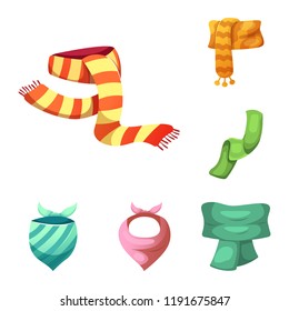 Isolated object of scarf and shawl logo. Set of scarf and accessory stock symbol for web.