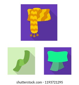 Isolated object of scarf and shawl logo. Collection of scarf and accessory stock symbol for web.
