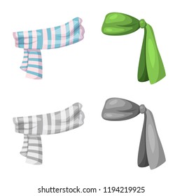 Isolated object of scarf and shawl logo. Set of scarf and accessory stock symbol for web.