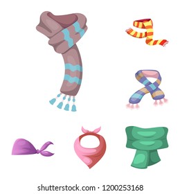 Isolated object of scarf and shawl logo. Set of scarf and accessory stock symbol for web.