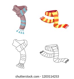 Isolated object of scarf and shawl logo. Set of scarf and accessory stock symbol for web.
