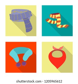 Isolated object of scarf and shawl logo. Set of scarf and accessory stock vector illustration.