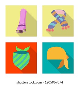 Isolated object of scarf and shawl logo. Collection of scarf and accessory stock vector illustration.