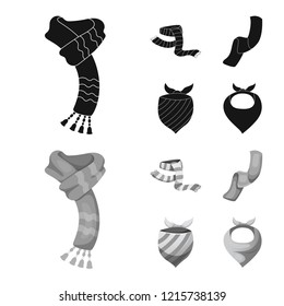 Isolated object of scarf and shawl logo. Set of scarf and accessory stock vector illustration.