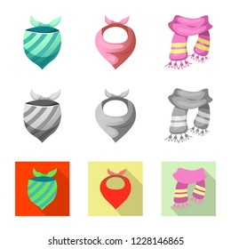 Isolated object of scarf and shawl logo. Set of scarf and accessory stock symbol for web.