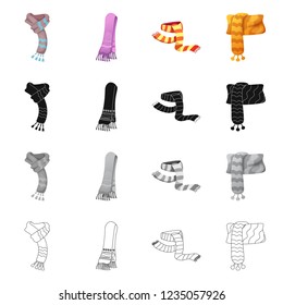 Isolated object of scarf and shawl logo. Set of scarf and accessory stock symbol for web.