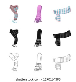 Isolated object of scarf and shawl sign. Set of scarf and accessory stock symbol for web.