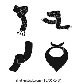 Isolated object of scarf and shawl sign. Set of scarf and accessory vector icon for stock.