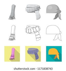 Isolated object of scarf and shawl sign. Set of scarf and accessory stock vector illustration.
