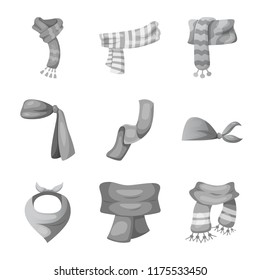 Isolated object of scarf and shawl sign. Collection of scarf and accessory stock symbol for web.