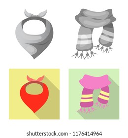 Isolated object of scarf and shawl sign. Set of scarf and accessory vector icon for stock.