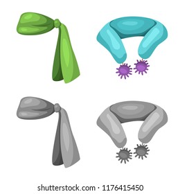 Isolated object of scarf and shawl sign. Set of scarf and accessory vector icon for stock.