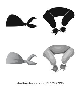 Isolated object of scarf and shawl sign. Set of scarf and accessory stock symbol for web.