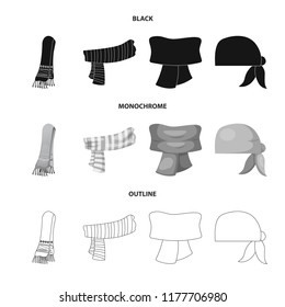 Isolated object of scarf and shawl sign. Collection of scarf and accessory stock symbol for web.