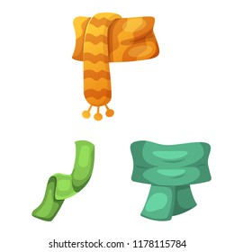 Isolated object of scarf and shawl sign. Collection of scarf and accessory stock vector illustration.