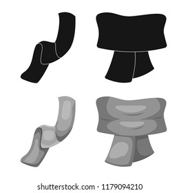 Isolated object of scarf and shawl sign. Collection of scarf and accessory stock symbol for web.