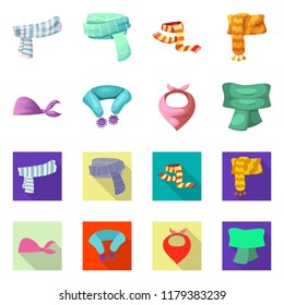 Isolated object of scarf and shawl sign. Set of scarf and accessory vector icon for stock.