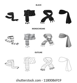 Isolated object of scarf and shawl sign. Collection of scarf and accessory stock symbol for web.