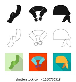 Isolated object of scarf and shawl sign. Collection of scarf and accessory vector icon for stock.