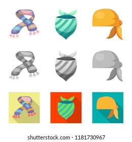Isolated object of scarf and shawl sign. Collection of scarf and accessory stock vector illustration.