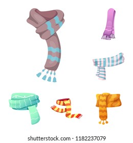 Isolated object of scarf and shawl sign. Set of scarf and accessory vector icon for stock.