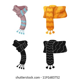 Isolated object of scarf and shawl sign. Set of scarf and accessory stock vector illustration.
