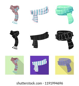 Isolated object of scarf and shawl sign. Collection of scarf and accessory vector icon for stock.