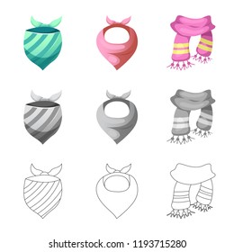 Isolated object of scarf and shawl sign. Set of scarf and accessory vector icon for stock.