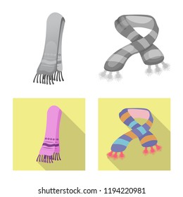 Isolated object of scarf and shawl sign. Set of scarf and accessory stock vector illustration.