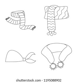 Isolated object of scarf and shawl sign. Set of scarf and accessory stock symbol for web.