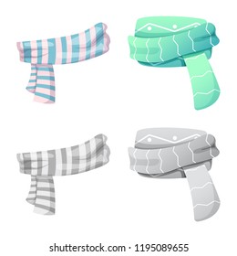 Isolated object of scarf and shawl sign. Set of scarf and accessory vector icon for stock.