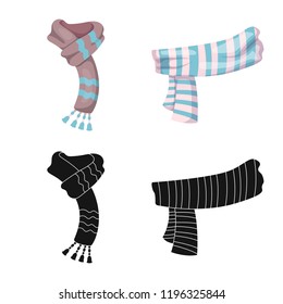 Isolated object of scarf and shawl sign. Set of scarf and accessory vector icon for stock.
