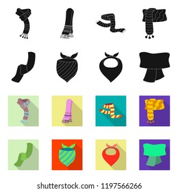 Isolated object of scarf and shawl sign. Set of scarf and accessory vector icon for stock.