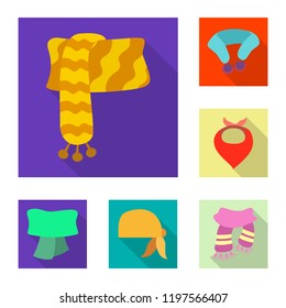 Isolated object of scarf and shawl sign. Set of scarf and accessory vector icon for stock.