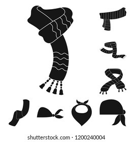 Isolated object of scarf and shawl sign. Set of scarf and accessory stock symbol for web.