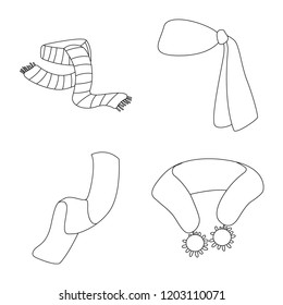 Isolated object of scarf and shawl sign. Set of scarf and accessory stock vector illustration.