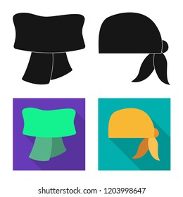 Isolated object of scarf and shawl sign. Collection of scarf and accessory stock vector illustration.