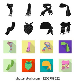 Isolated object of scarf and shawl sign. Collection of scarf and accessory stock symbol for web.